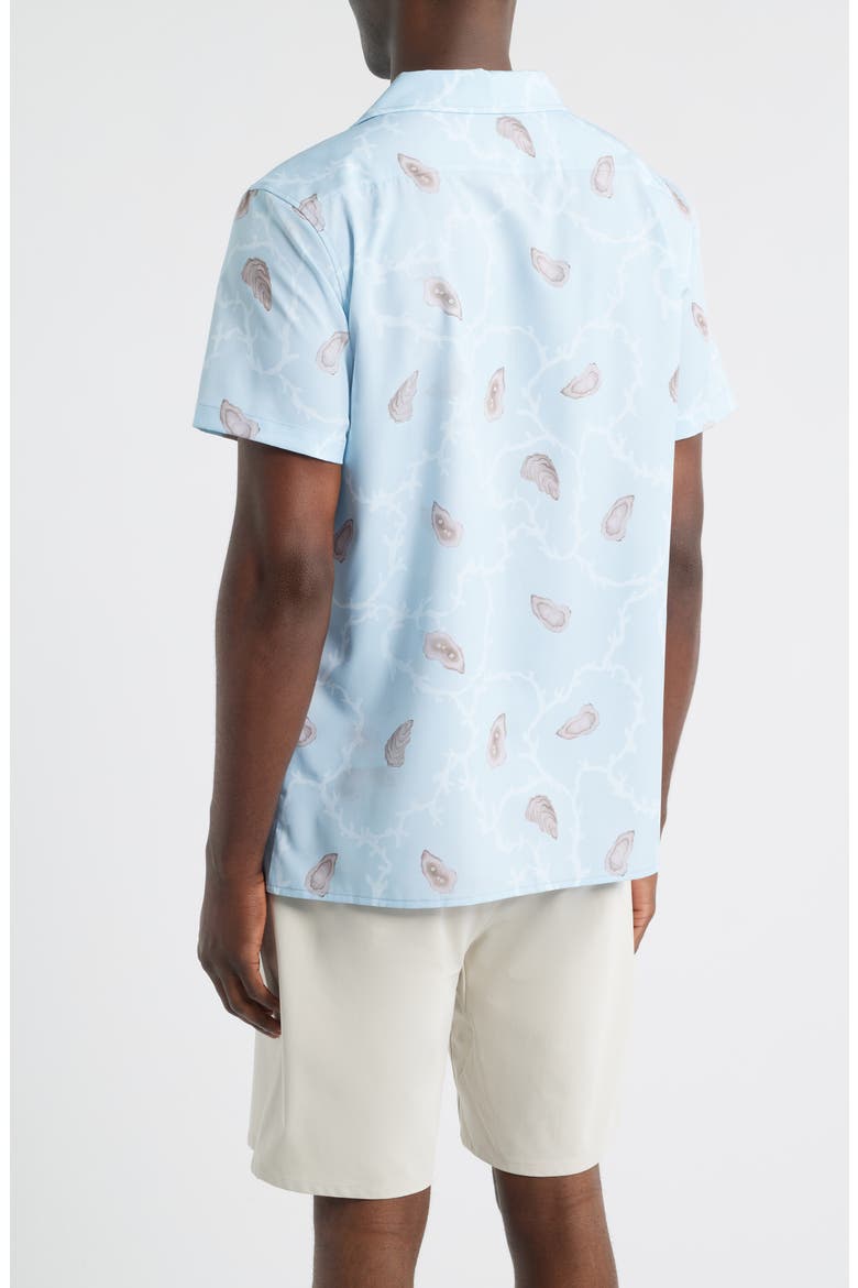 Ostra Weekend Short Sleeve Performance Button-Up Shirt, Alternate, color, BLUE