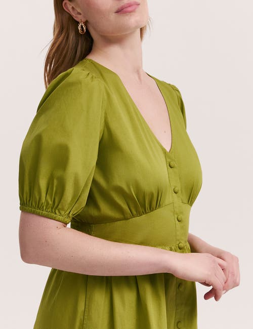 Finery London Addison Cotton Midi Tea Dress In Green