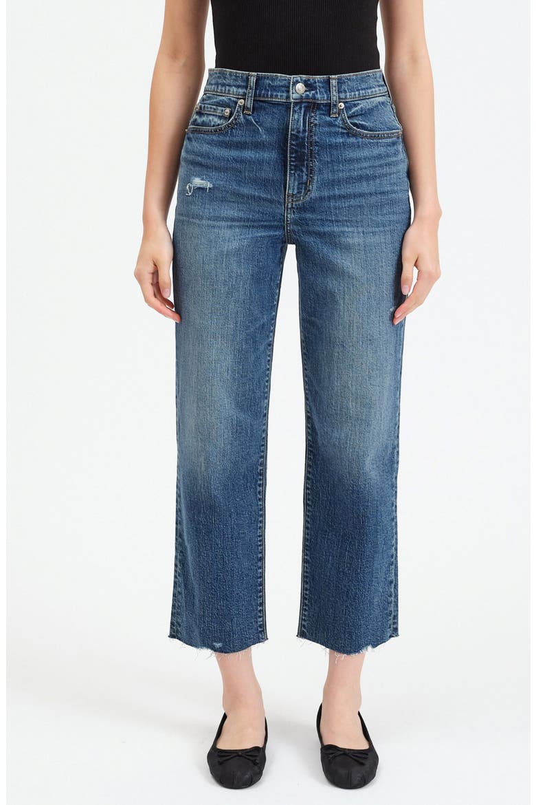 Sundaze Raw Hem High Waist Crop Straight Leg Jeans, Main, color, SOCIALITE VINTAGE