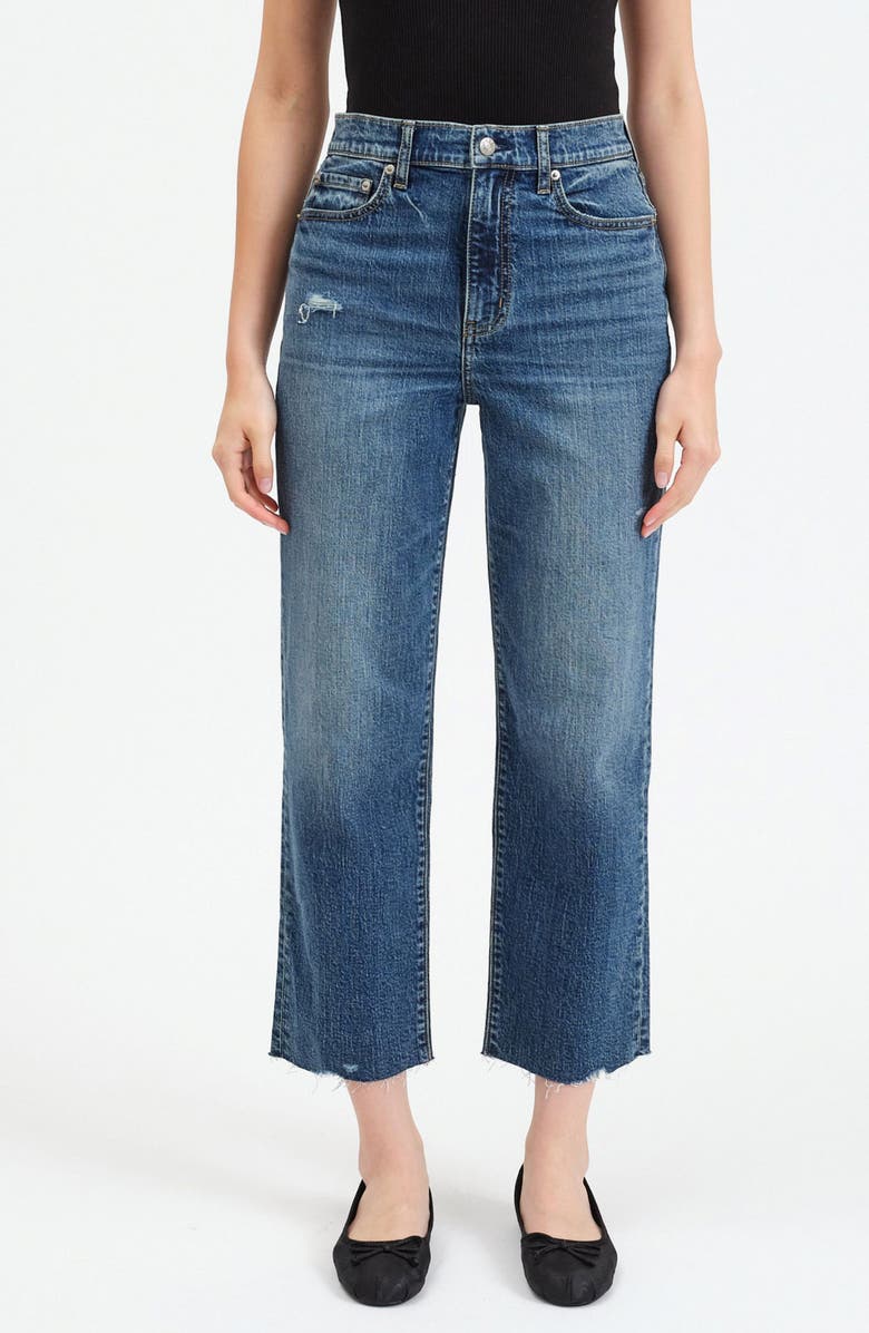 DAZE Sundaze Raw Hem High Waist Crop Straight Leg Jeans, Main, color, 