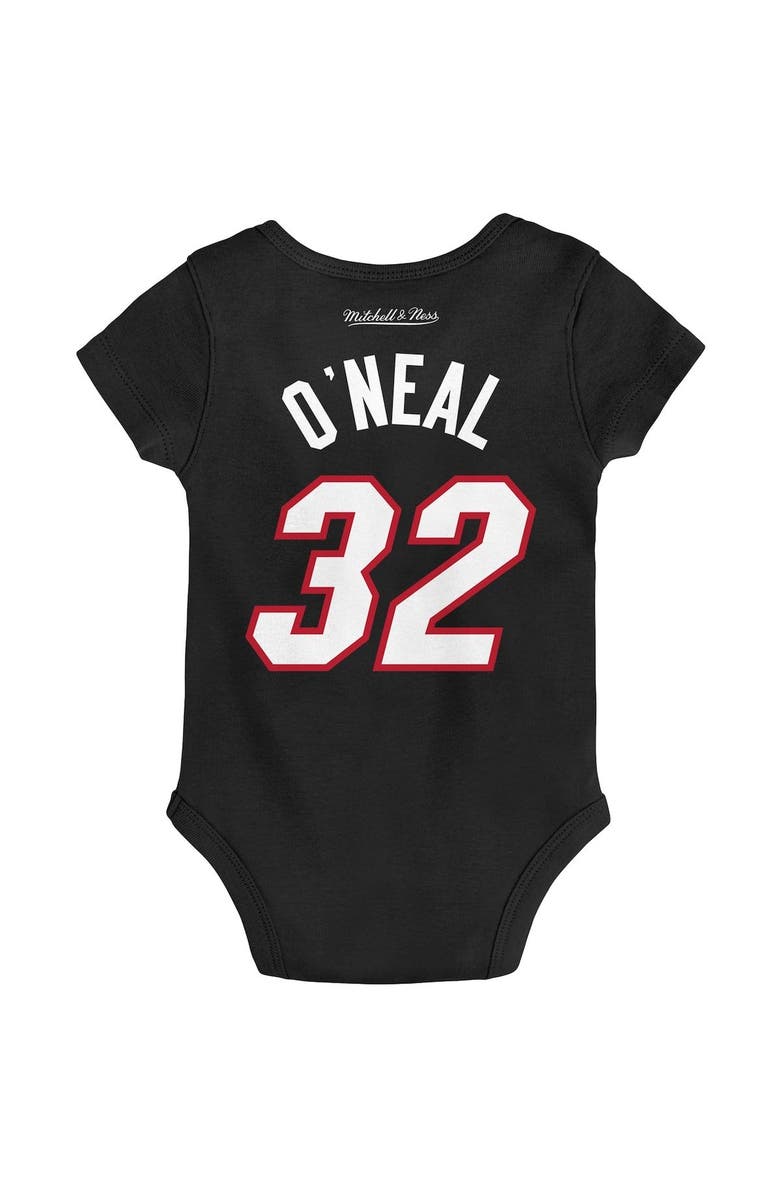 Mitchell & Ness Infant Mitchell & Ness Shaquille O'Neal Black Miami Heat Hardwood Classics Name & Number Bodysuit, Alternate, color,