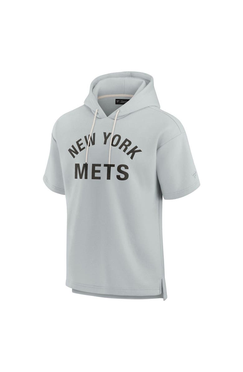 Fanatics Signature Unisex Fanatics Signature Gray New York Mets Elements Super Soft Fleece Short Sleeve Pullover Hoodie, Alternate, color, Gray