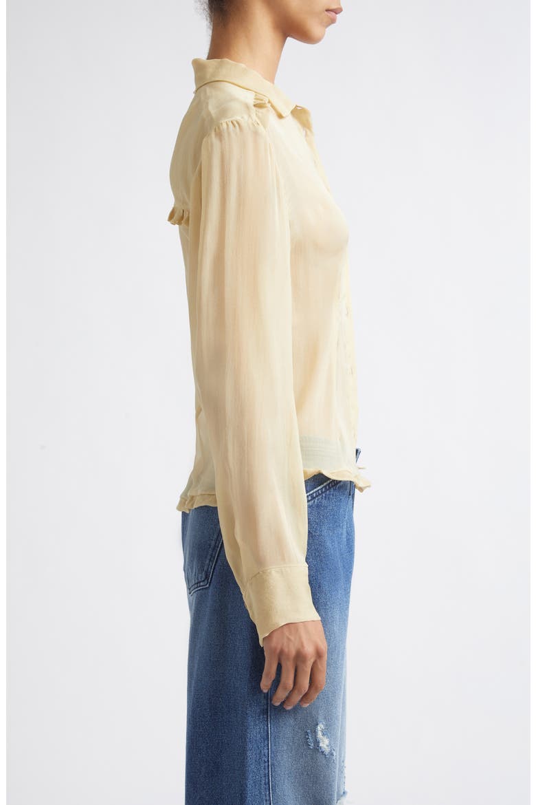Eralda Sheer Silk Button-Up Shirt, Alternate, color, ECRU