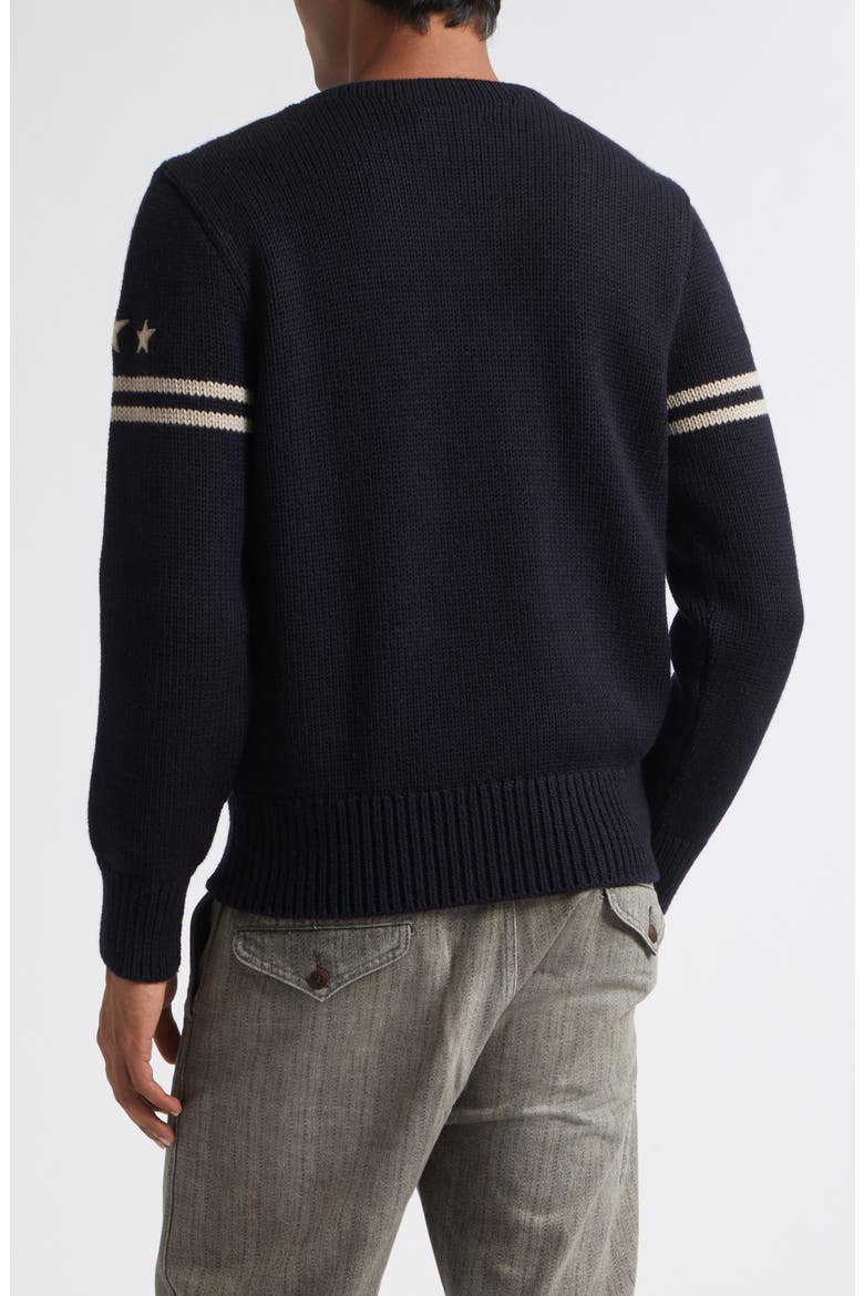 Hilltop Climbers Appliqué Wool Sweater, Alternate, color, DARK NAVY