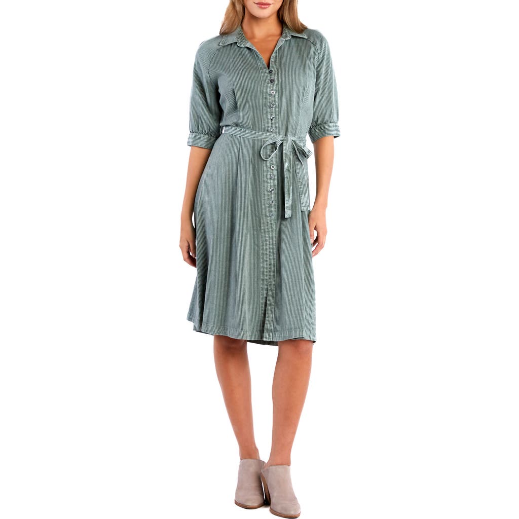 Billy T Darling Tie Belt Shirtdress In Army Rr Stripe