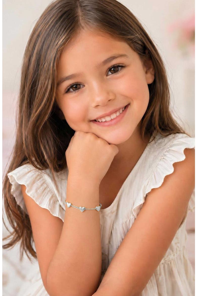 Kids' Puffed Heart Bracelet, Alternate, color, SILVER