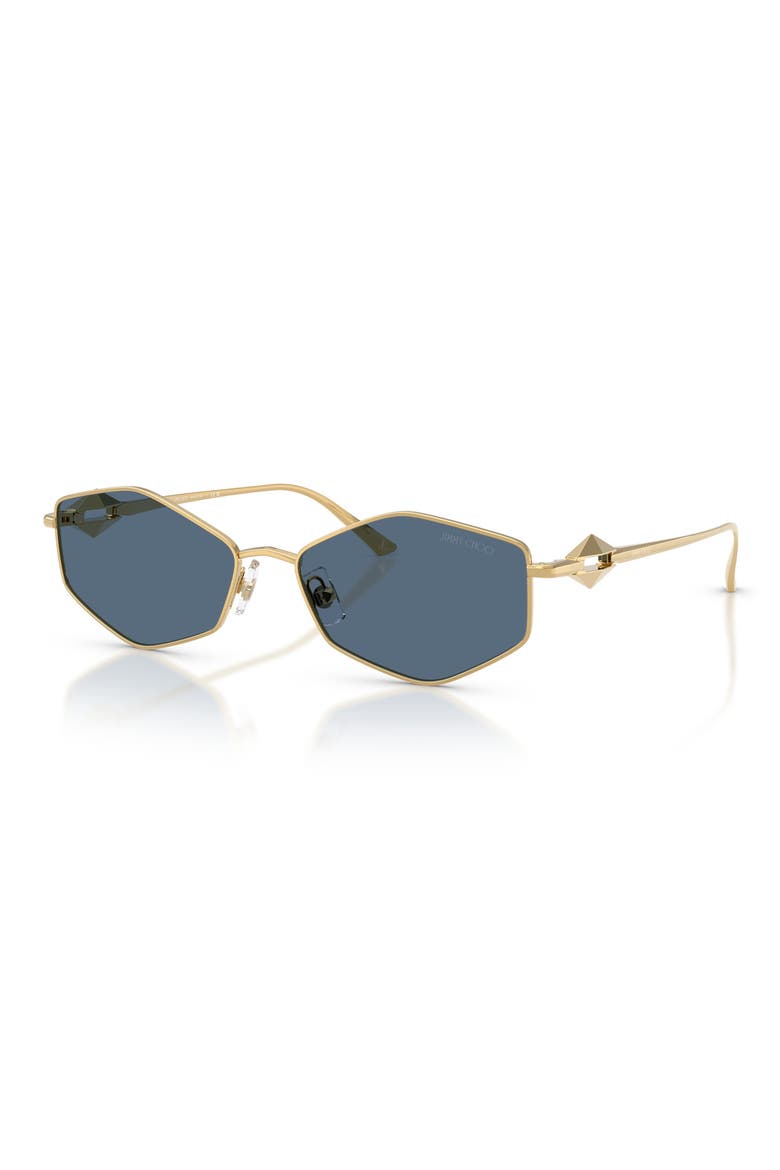 Zoey 55mm Geometric Sunglasses, Alternate, color, GOLD / DARK BLUE