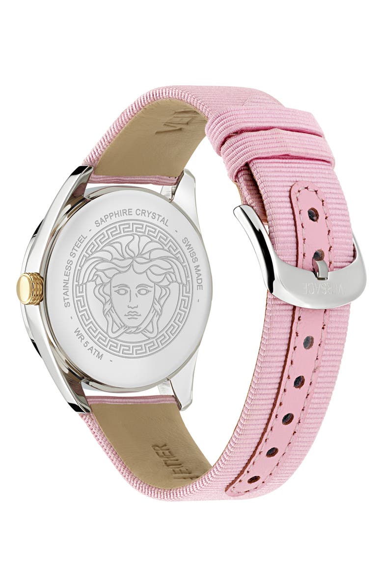 Versace New V-Circle Fabric Strap Watch, 36mm, Alternate, color,