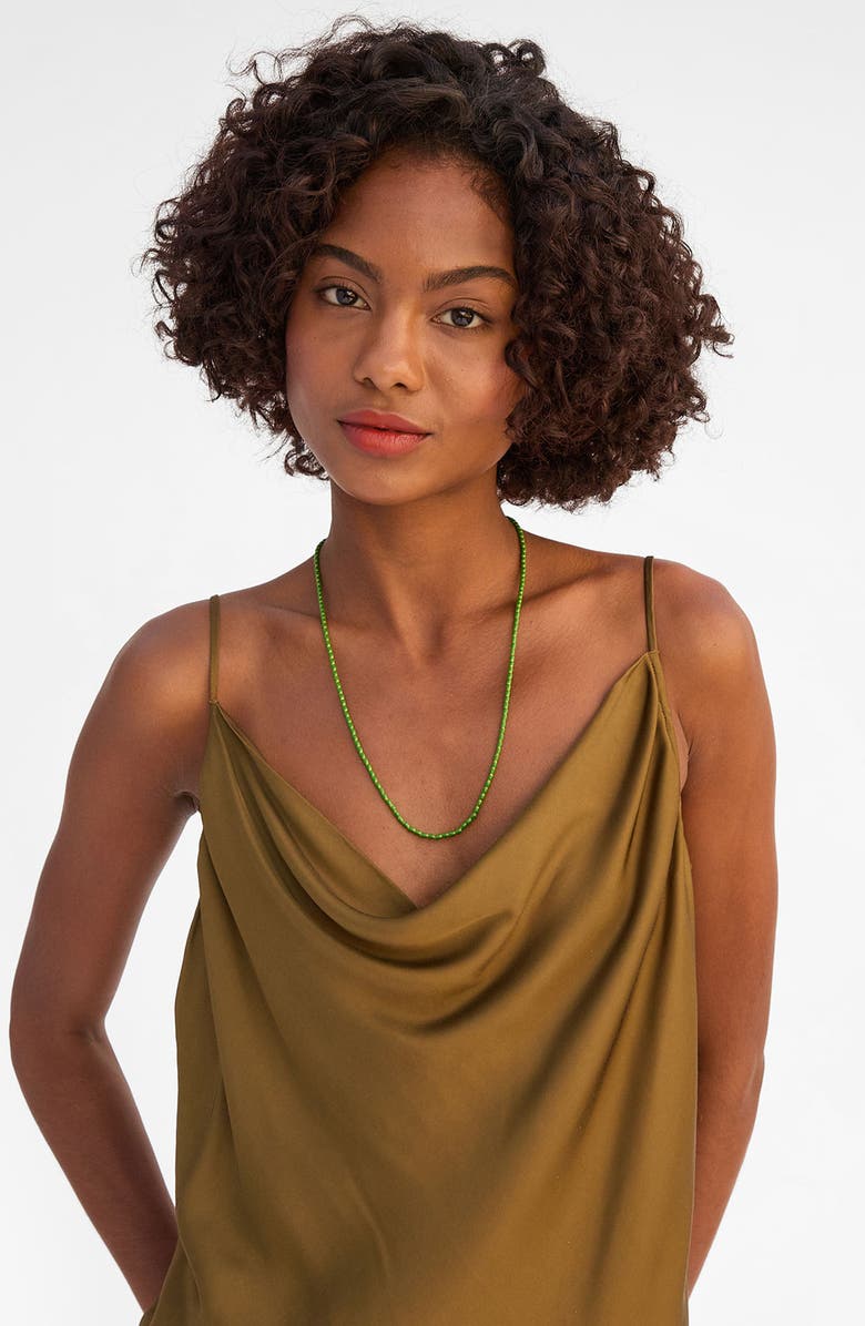 Clare V. Enamel Bead Necklace, Alternate, color, Emerald