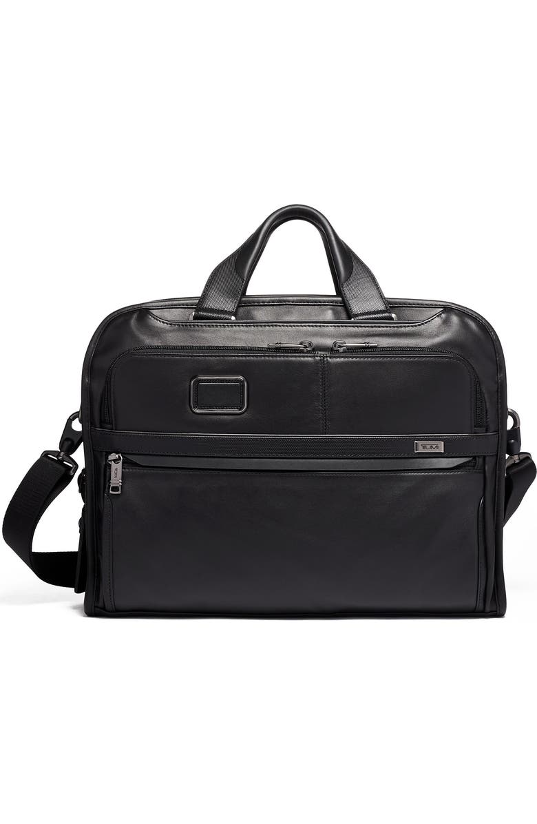 TUMI Alpha 3 Organizer Portfolio Leather Briefcase, Main, color,