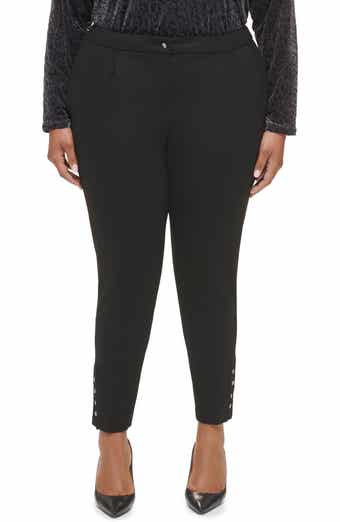 Calvin Klein Ponte Pleat Front Slim Leg Pants