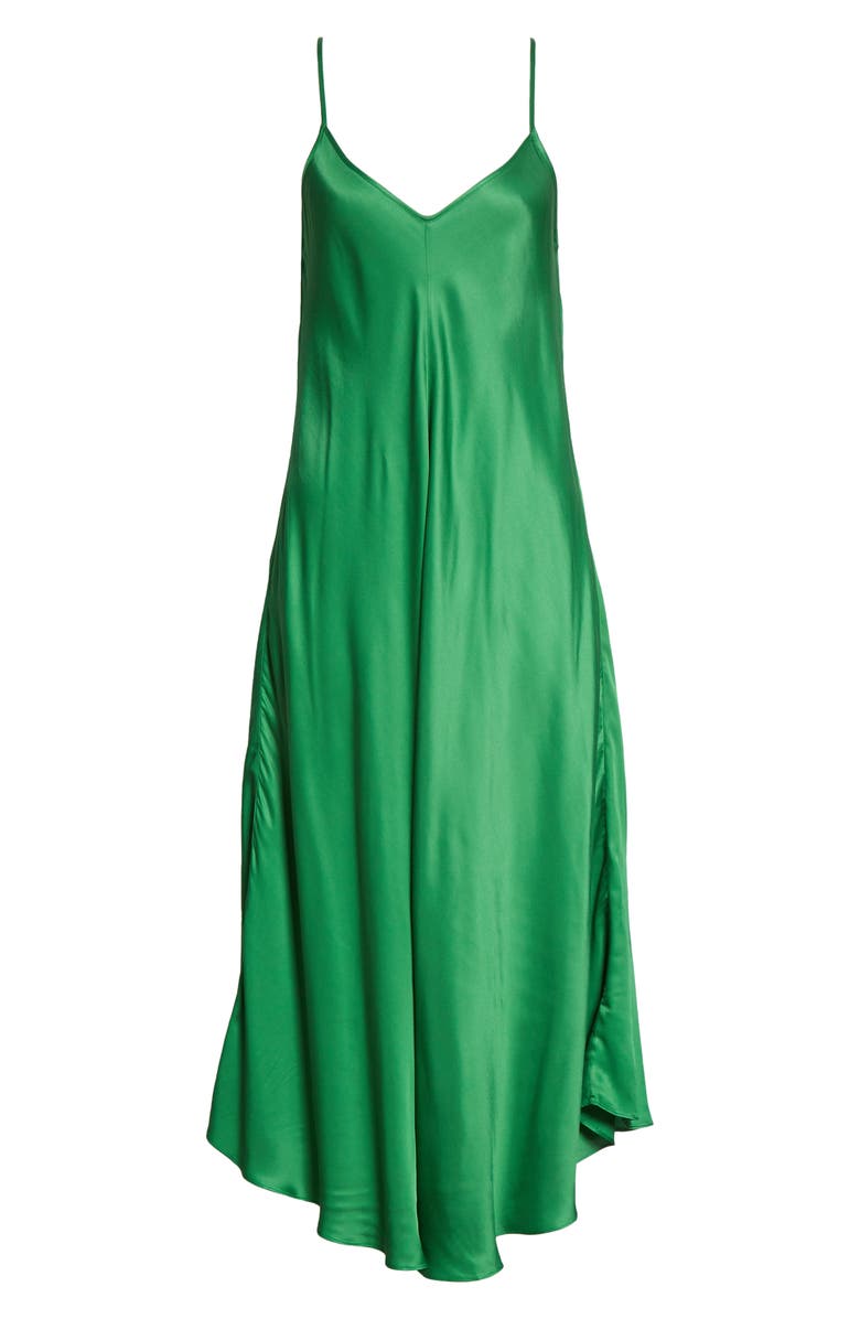 L'AGENCE Lorraine Sleeveless Trapeze Midi Dress, Alternate, color, Amazon Green