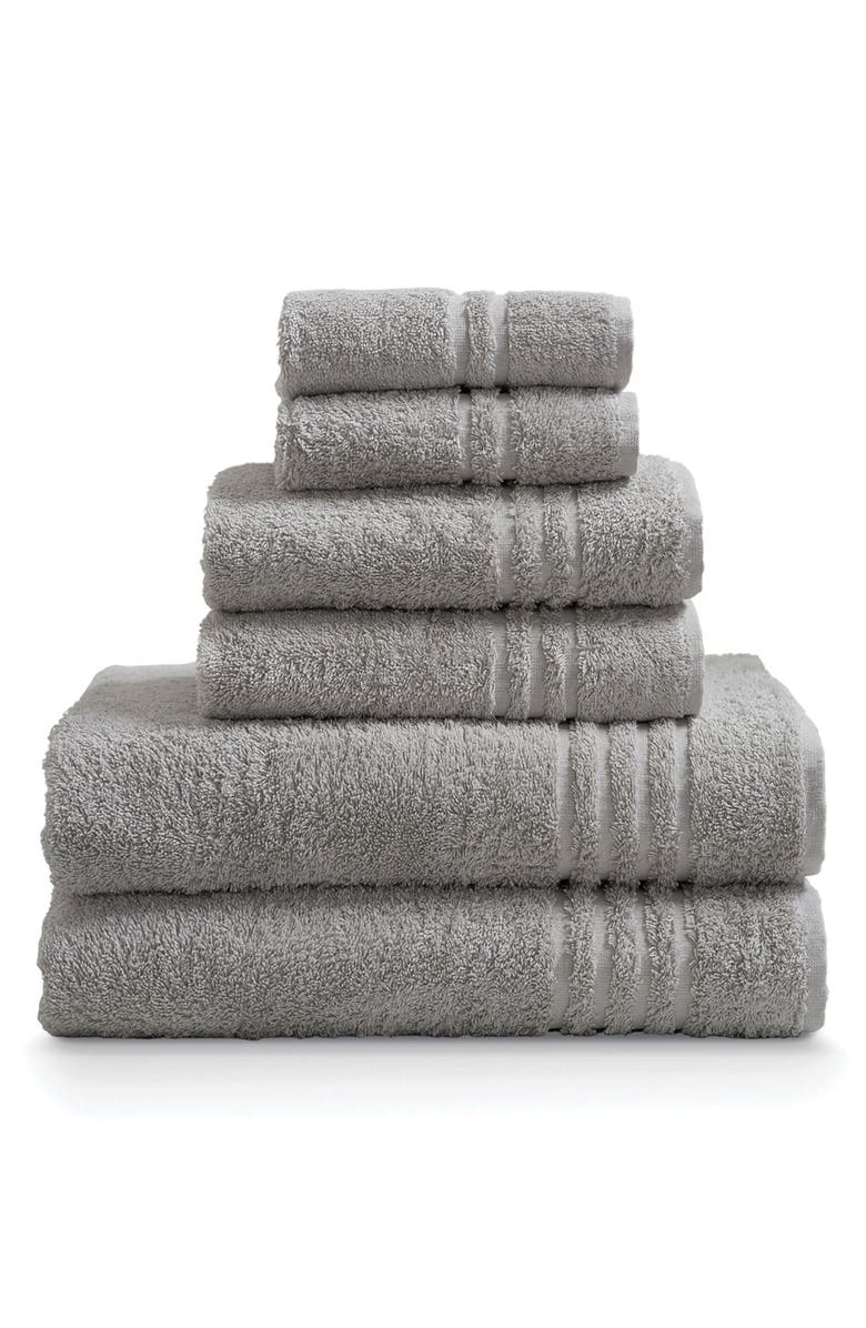 ELLA JAYNE HOME Ella Jayne Face-Hand-Body 6-Piece Towel Set, Main, color, Silver