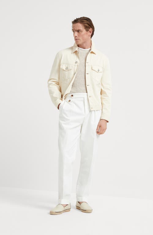 Brunello Cucinelli Cotton Gabardine Tailored Trousers In Snow