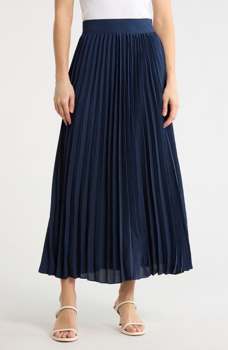 MAX STUDIO Pleated Knit Maxi Skirt, Main, color, Navy-Navy