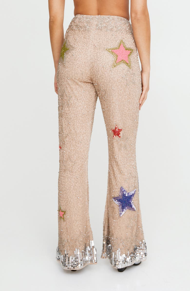 NASTY GAL Star Bead Embellished Flare Pants, Alternate, color, 