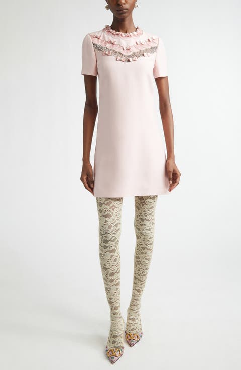 Crystal Bow Crepe Couture Minidress