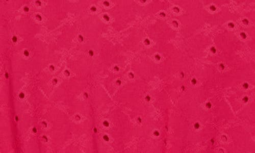 London Times Plus Size Eyelet Jersey Short-sleeve Midi Dress In Rose Red