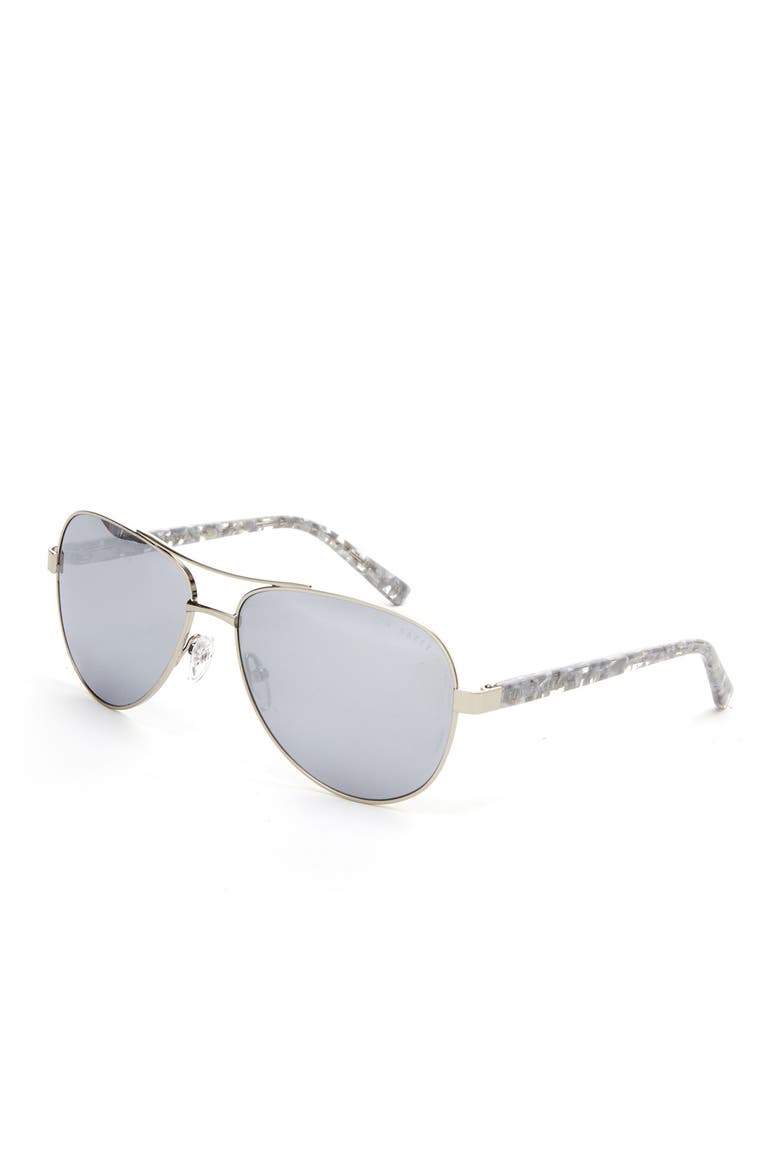 57mm Metal Frame Aviator Sunglasses, Main, color, SILVER