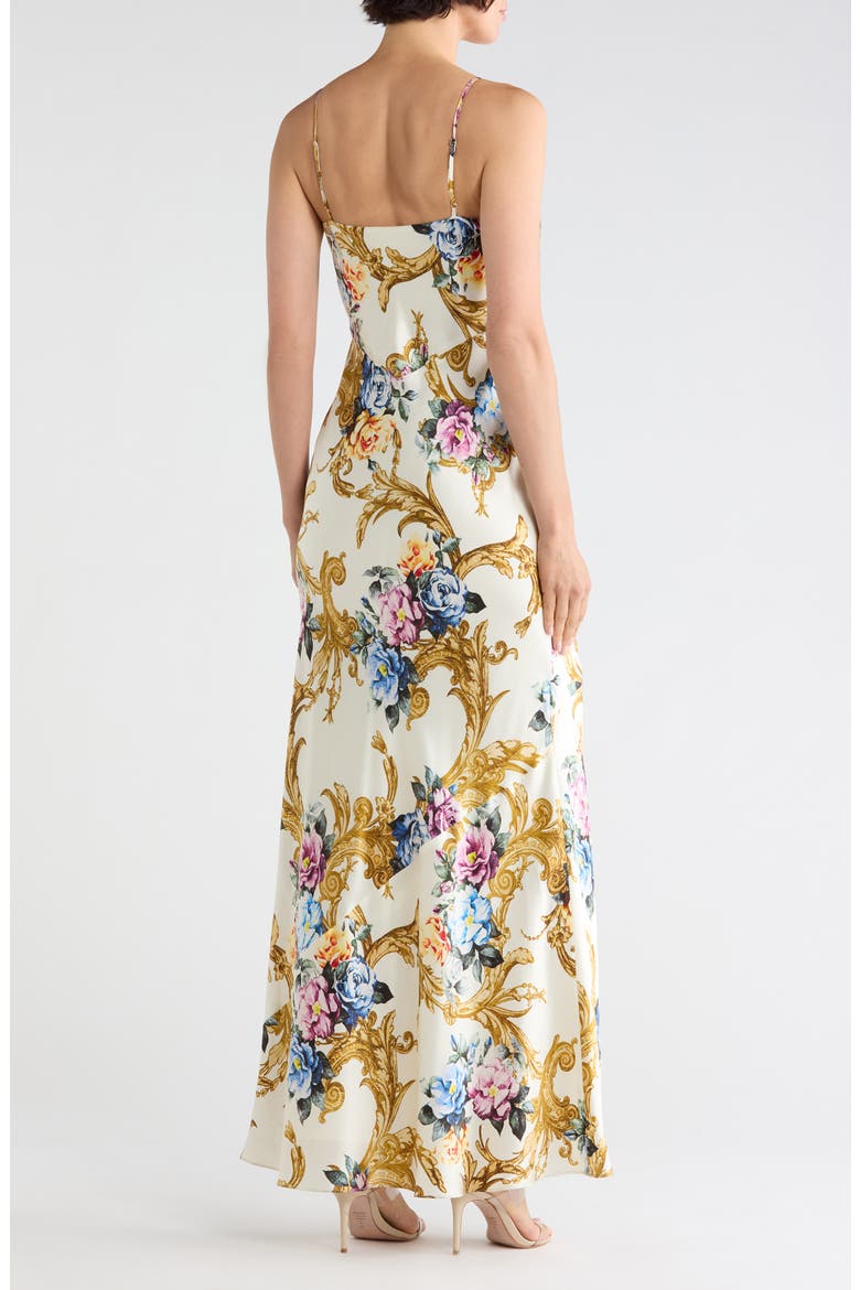 Serita Bias Cut Silk Maxi Dress, Alternate, color, VINTAGE WHITE LARGE FLORAL BAR