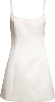 Sandy Liang Perla Bow & Rhinestone Minidress