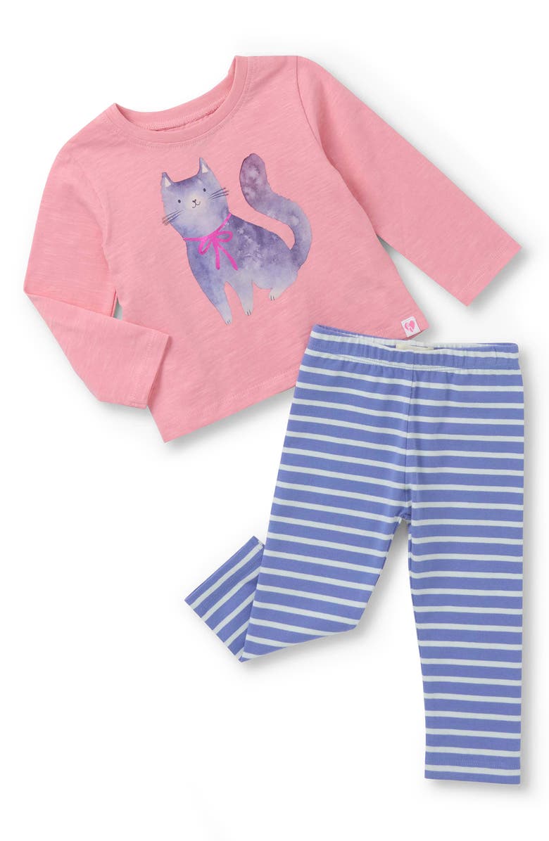 Hatley Kitty Long Sleeve Graphic T-Shirt & Leggings Set, Main, color,