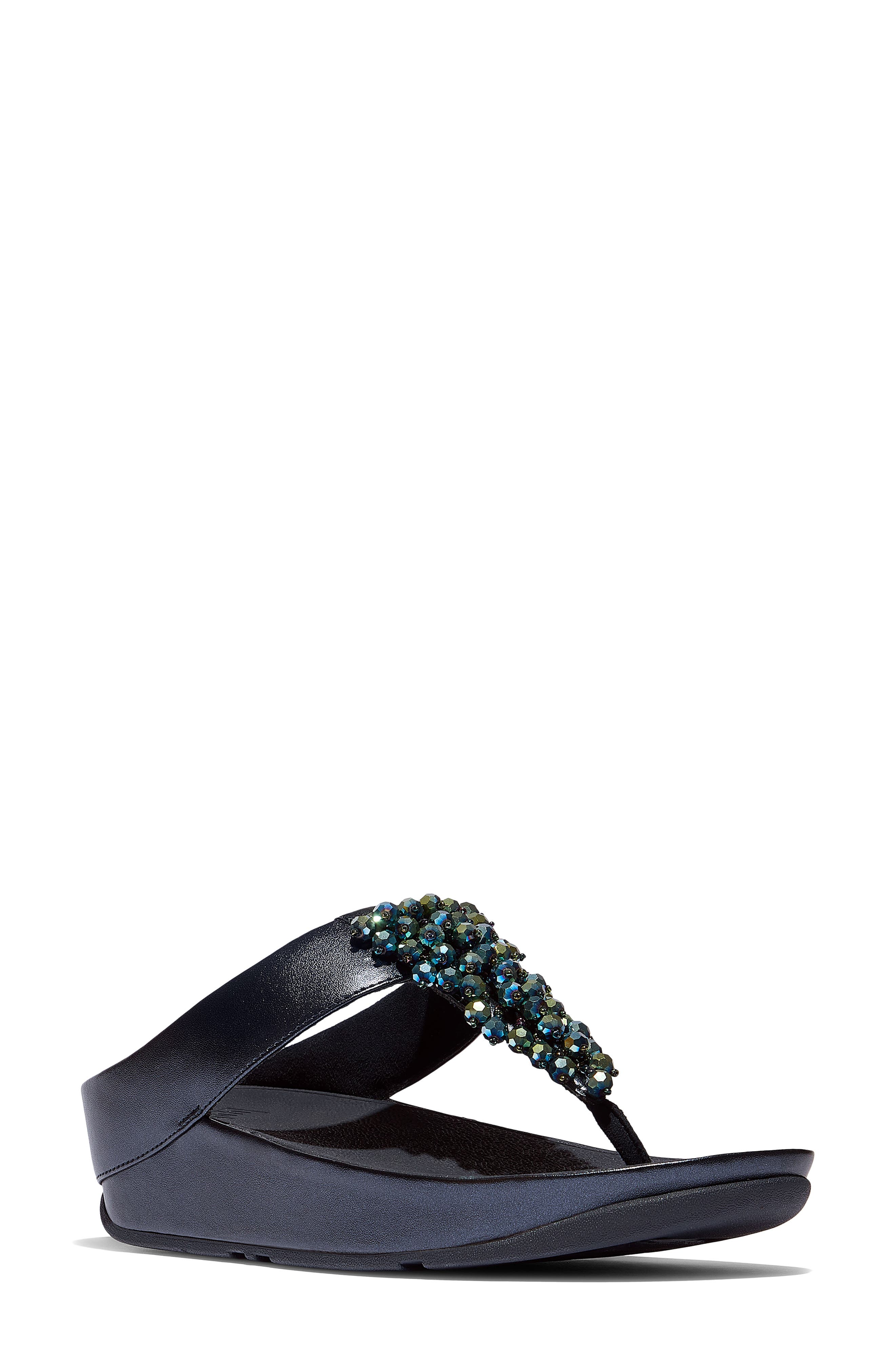 FitFlop Rumba Iridescent Beaded Post Toe Wedge Sandal