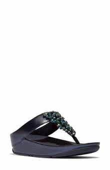 FitFlop Rumba Iridescent Beaded Post Toe Wedge Sandal
