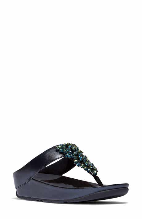 FitFlop Rumba Iridescent Beaded Post Toe Wedge Sandal
