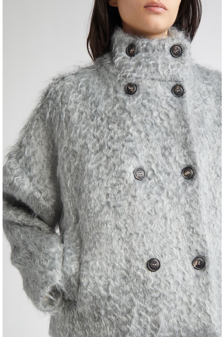 Double Breasted Faux Shearling Jacket, Alternate, color, 172 AQUA