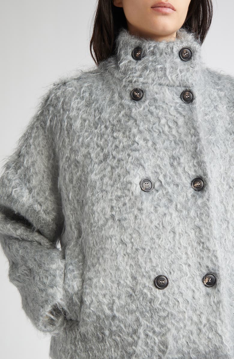 Eleventy Double Breasted Faux Shearling Jacket, Alternate, color, 172 Aqua