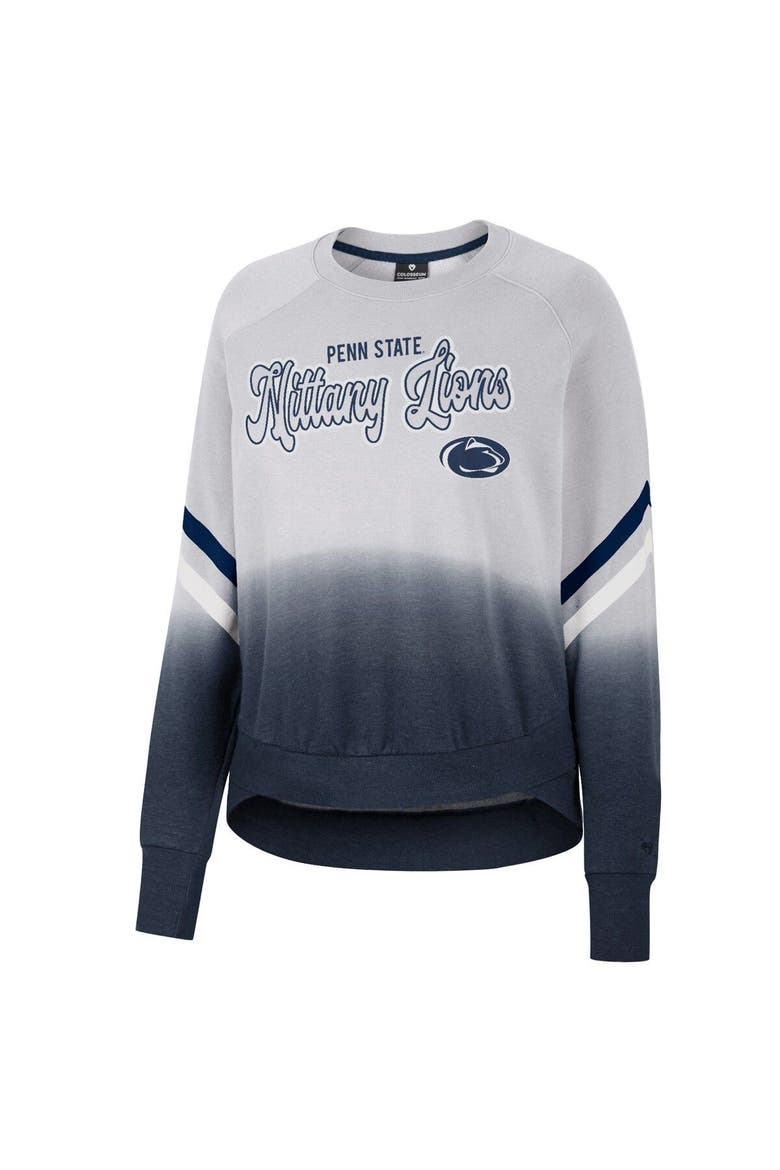 Women's Colosseum Gray Penn State Nittany Lions Cue Cards Dip-Dye Raglan Pullover Sweatshirt, Alternate, color, Gray