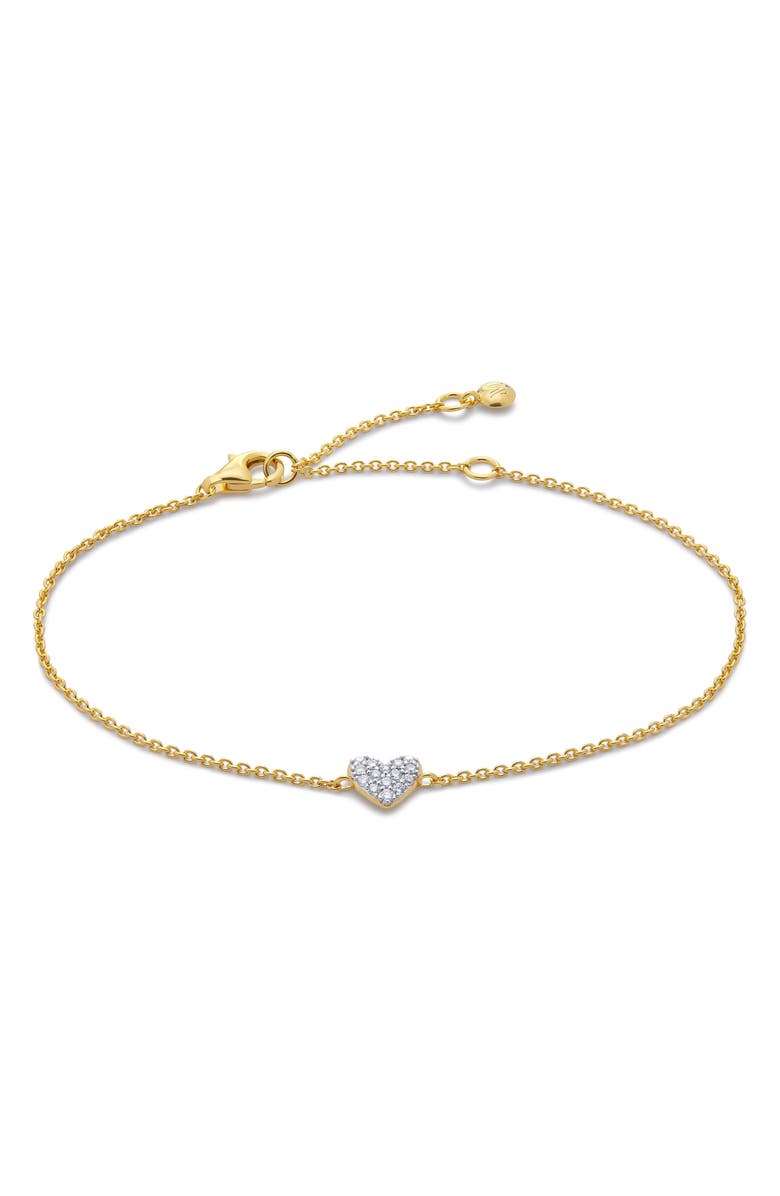 Monica Vinader Lab-Created Diamond Heart Charm Bracelet, Main, color, 18K Gold Vermeil