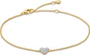Monica Vinader Lab-Created Diamond Heart Charm Bracelet