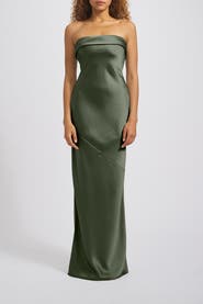 Amsale Strapless Bias-Cut Gown