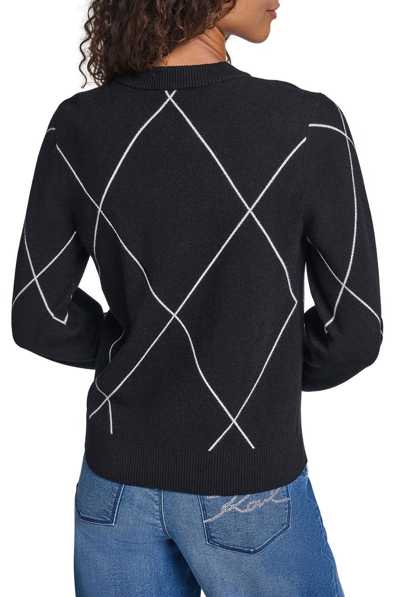 Argyle Bow Sweater, Alternate, color, BLACK/ SOFT WHITE
