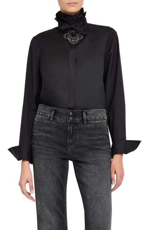 Rocco Ruffle Tie Neck Shirt