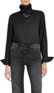 KOBI HALPERIN Rocco Ruffle Tie Neck Shirt