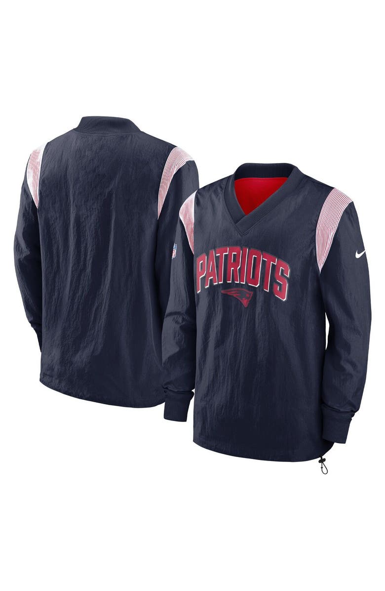 Nike Men's Nike Navy New England Patriots Sideline Athletic Stack V-Neck Pullover Windshirt Jacket, Main, color, Navy