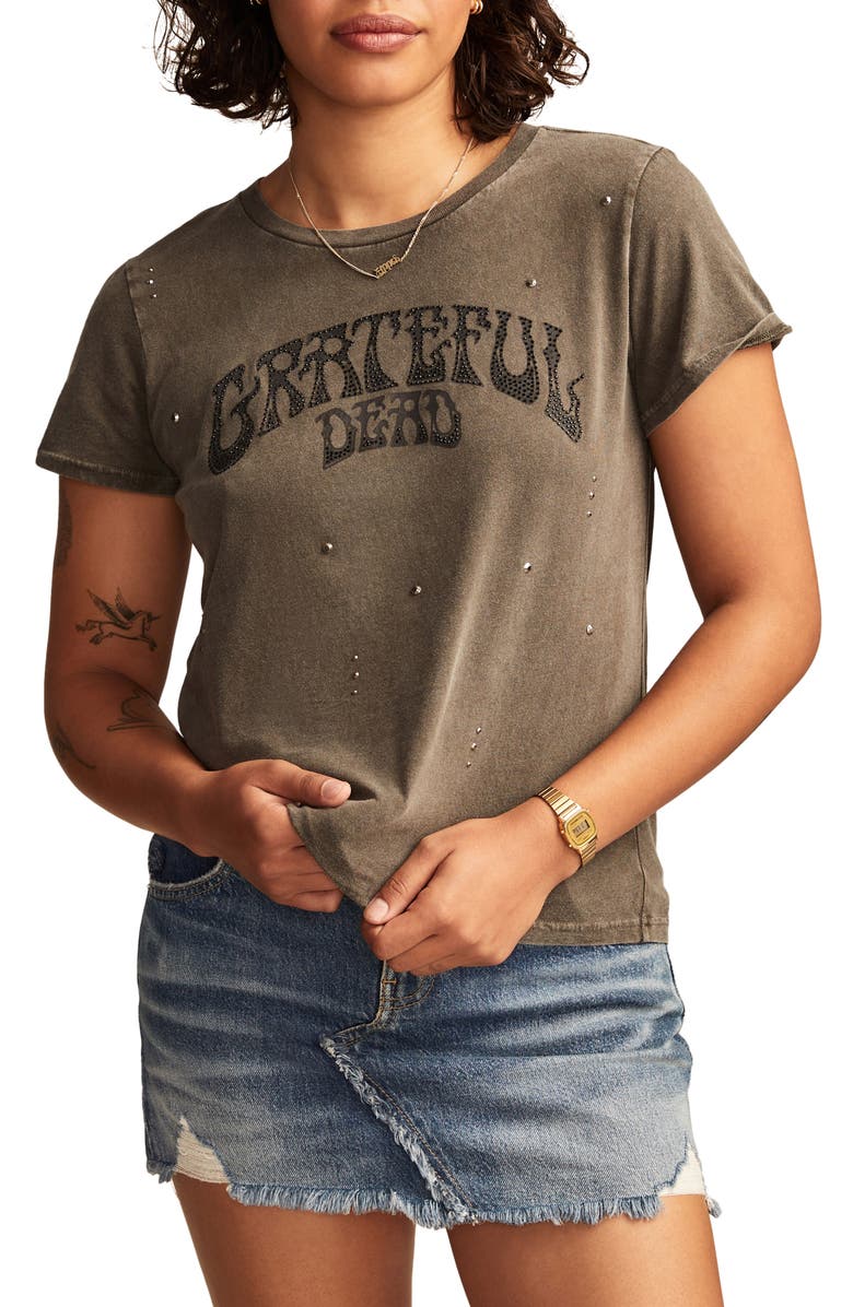 Lucky Brand Grateful Dead Embellished Cotton Graphic T-Shirt, Main, color, 