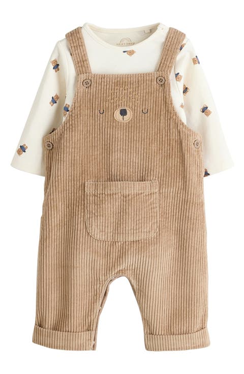 Bear Long Sleeve Bodysuit & Corduroy Overalls Set (Baby)