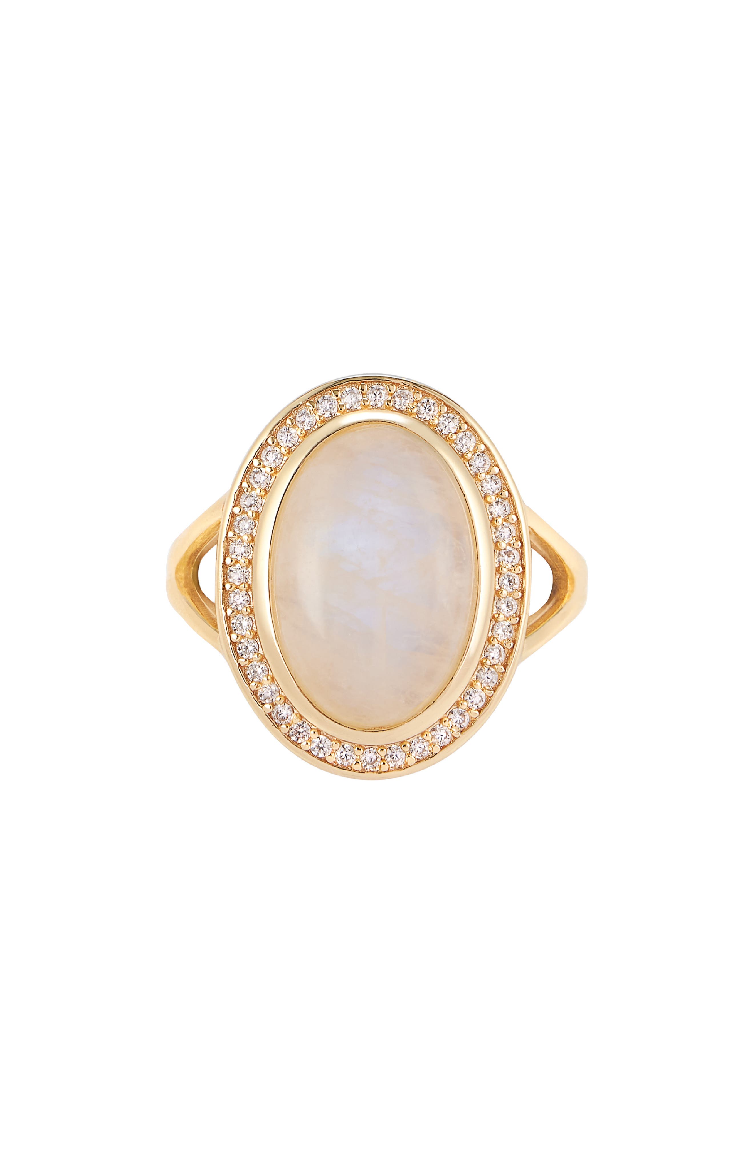 ADORNIA FINE Halo Moonstone Ring