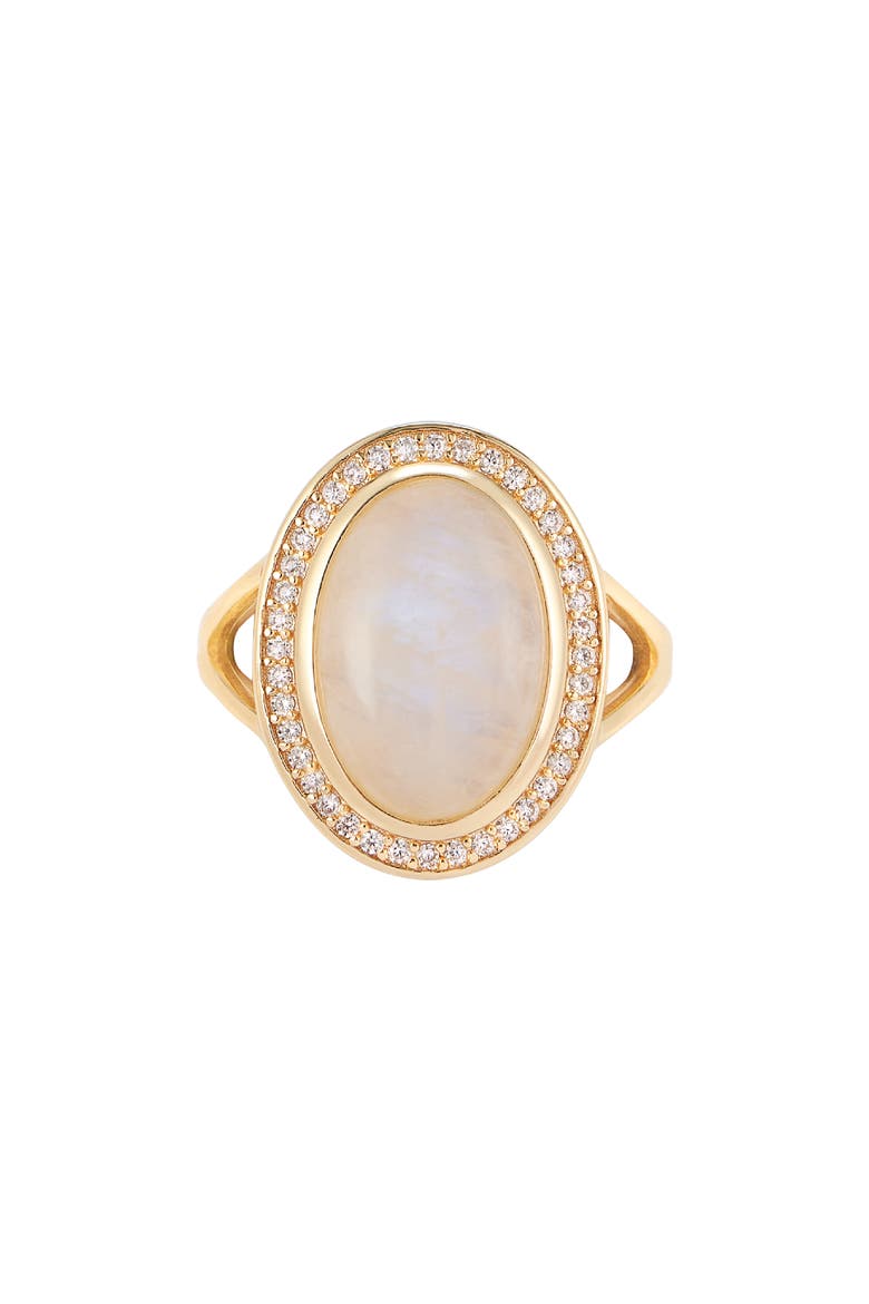 Halo Moonstone Ring, Main, color, WHITE