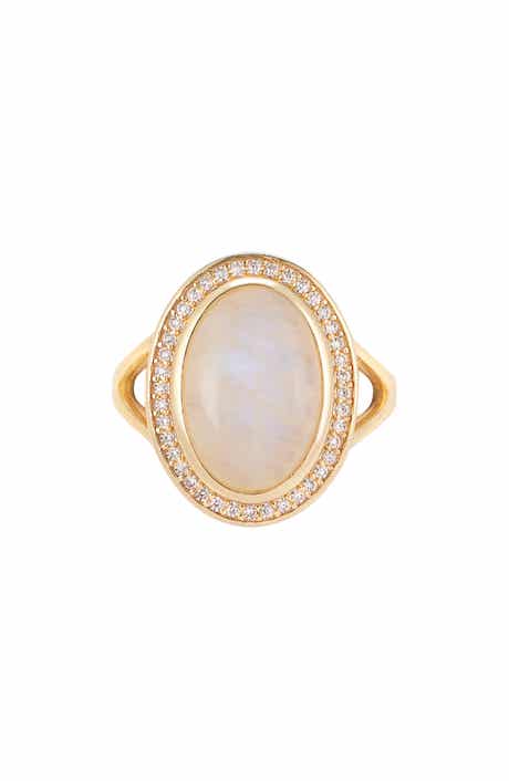 ADORNIA FINE Halo Moonstone Ring