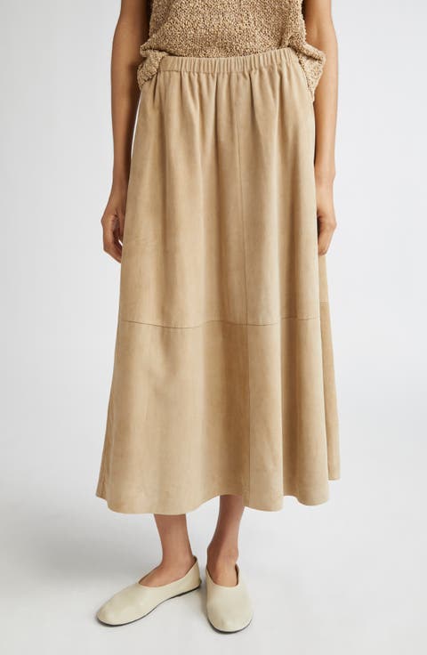 Paperfine Suede A-Line Midi Skirt