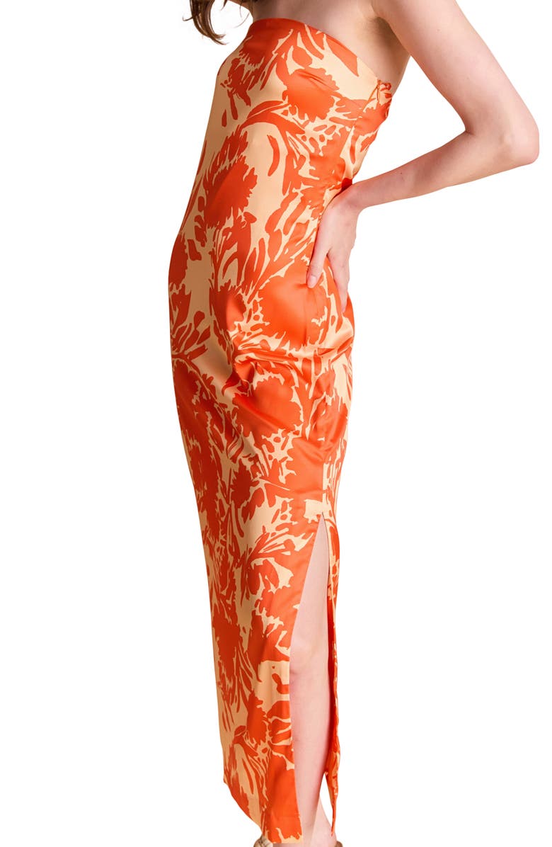 Endless Rose Print Strapless Maxi Dress, Alternate, color, Orange