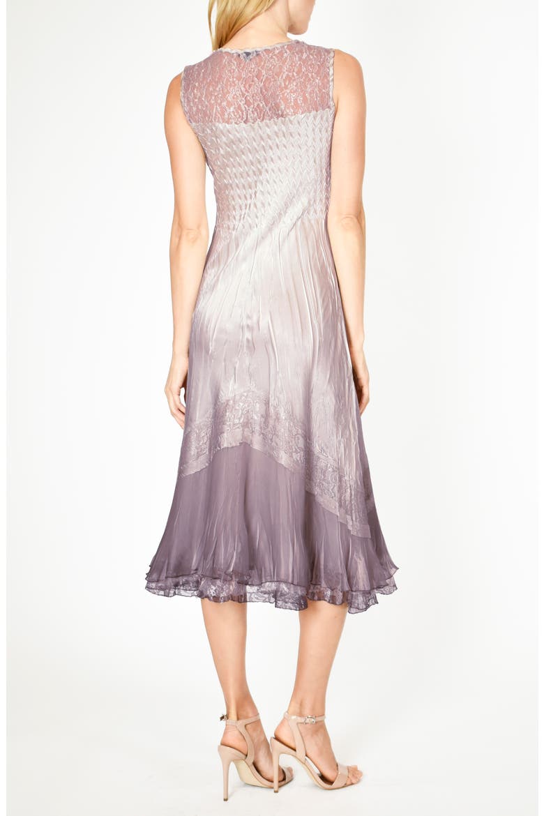 Lace Inset Charmeuse Dress with Jacket, Alternate, color, LOTUS SMOKE OBRE
