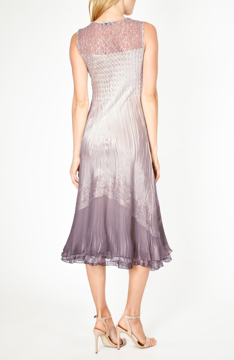 Komarov Lace Inset Charmeuse Dress with Jacket, Alternate, color, 