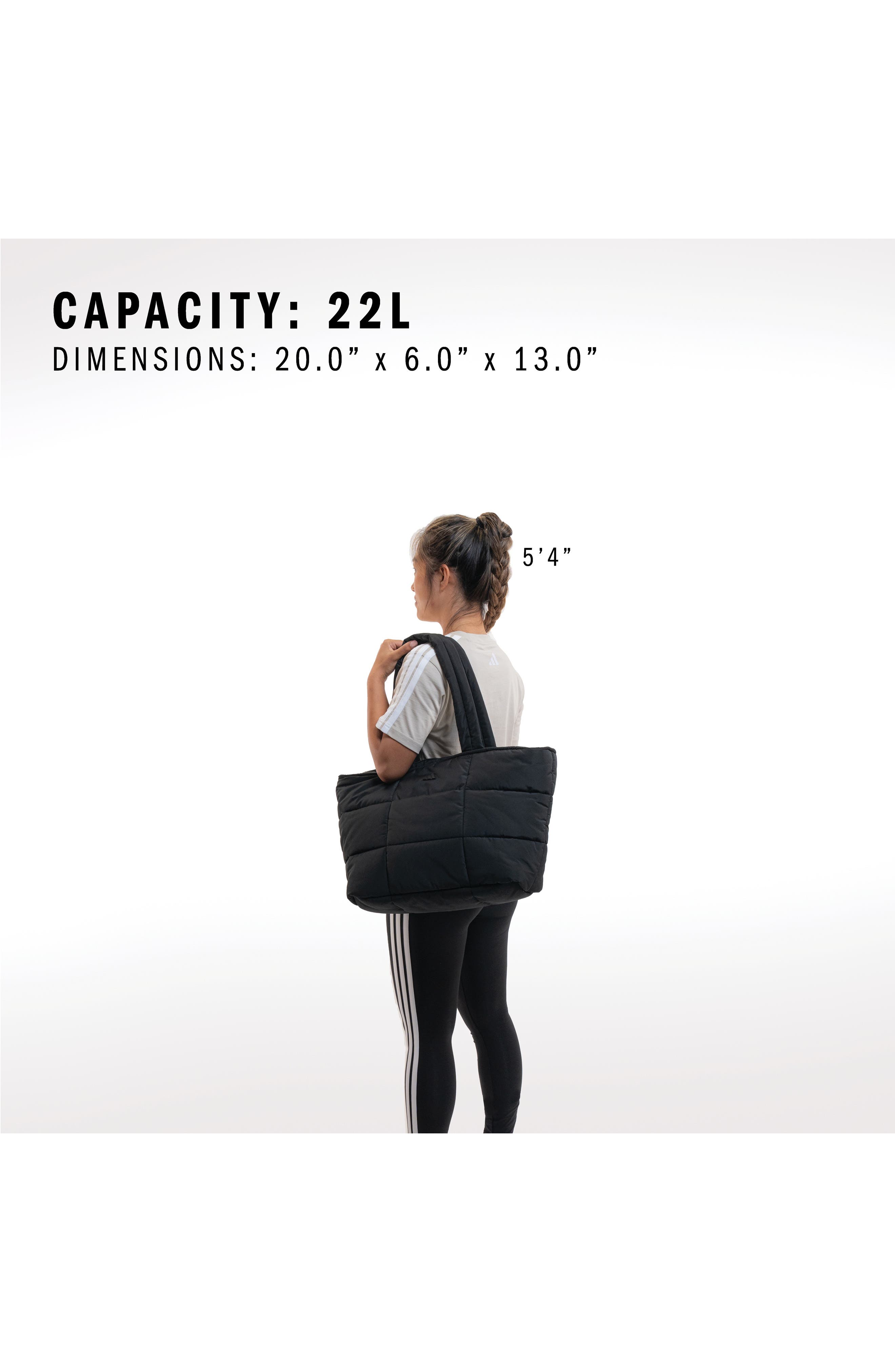 adidas All Me Quilted Tote, Alternate, color, Black