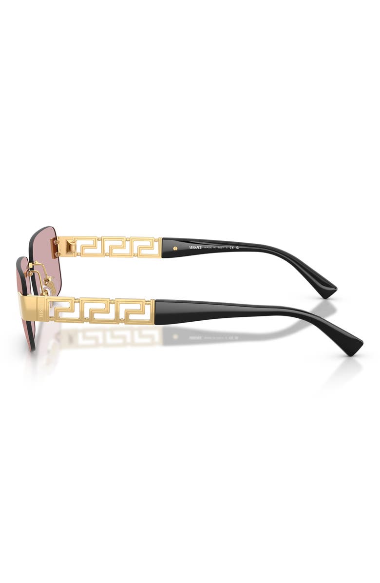 Versace 58mm Rimless Rectangular Sunglasses, Alternate, color, Gold / Pink Mirror Gold